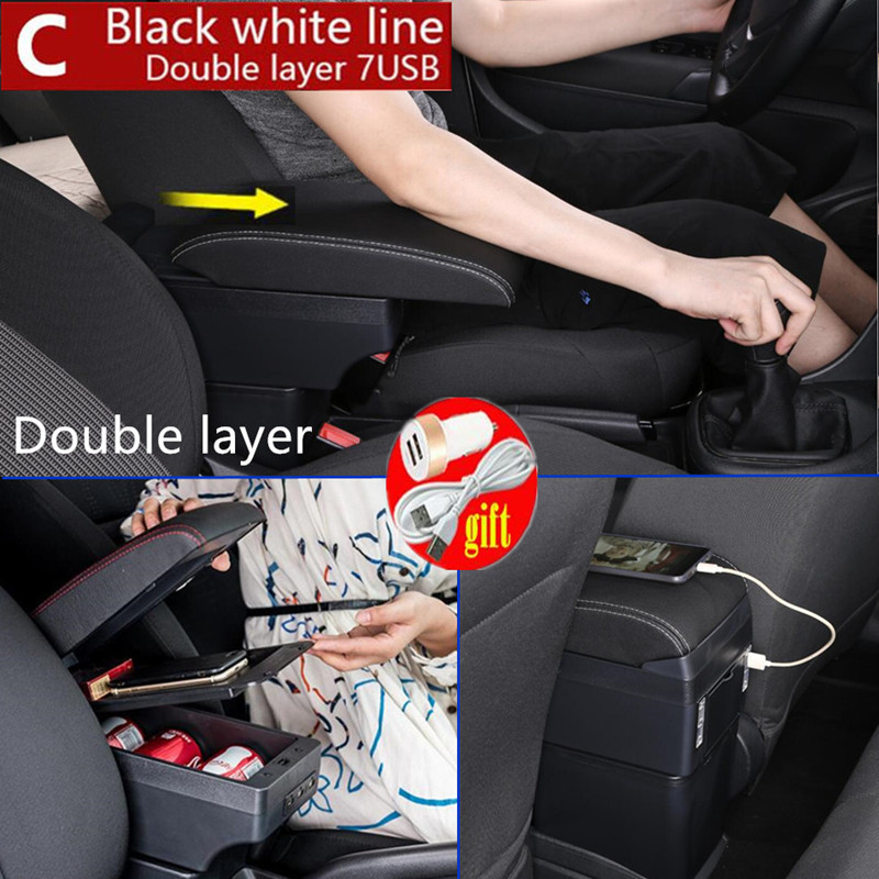 For abarth 595 Armrest Box For abarth 595 Central Store Content Storage Box with Cup Holder Ashtray USB Interface