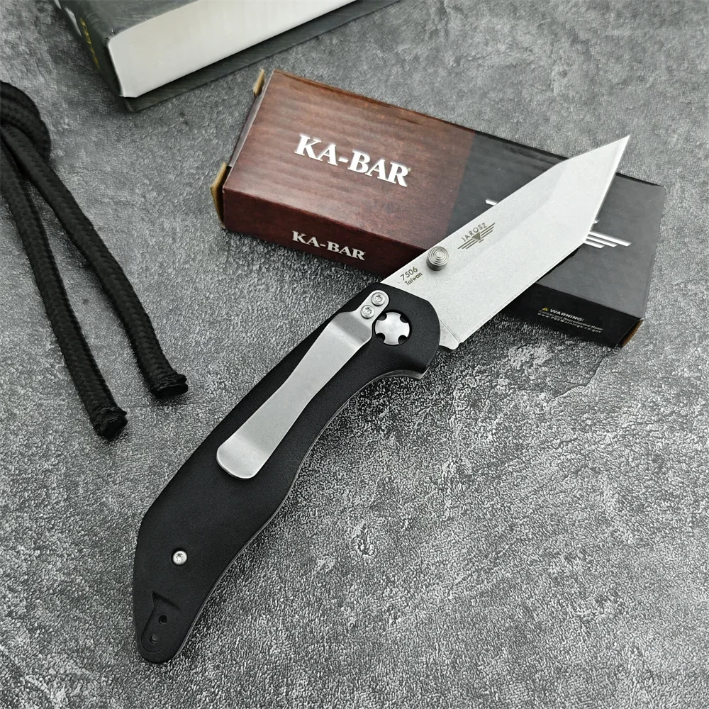 KA-BAR 7506 Jarosz Folder Pocket Folding Knife Tanto Blade Black GFN Handles Hunting Outdoor Knives Portable EDC Survival Tools BK4 3300 3655 9000 155