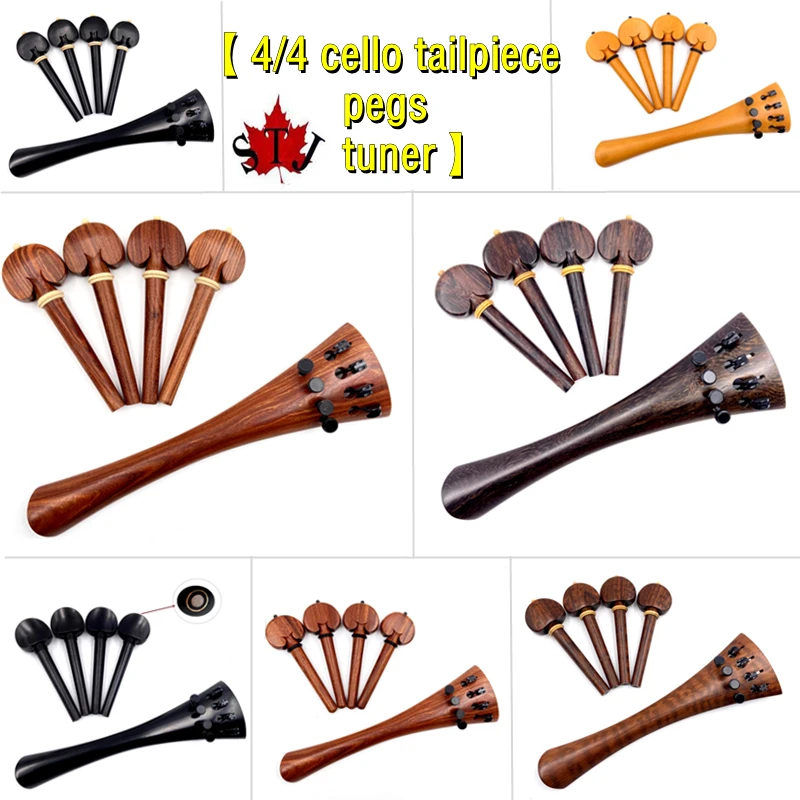 Hand-made 1 set 4/4 Cello Accessories parts fittings,ebony/rosewood/Ox horn wood/snakewood/boxwood tailpiece&tuning pegs&tuners