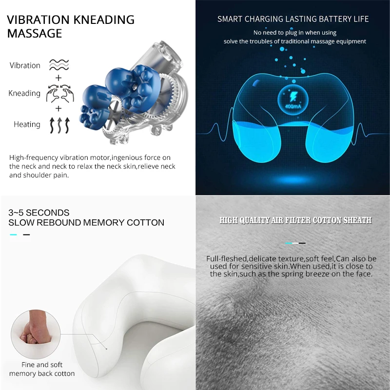 Electric Neck Massager U shaped Pillow Multifunctional Portable Shoulder Cervical new Massager Outdoor 2025 Home Car Relaxing Massage