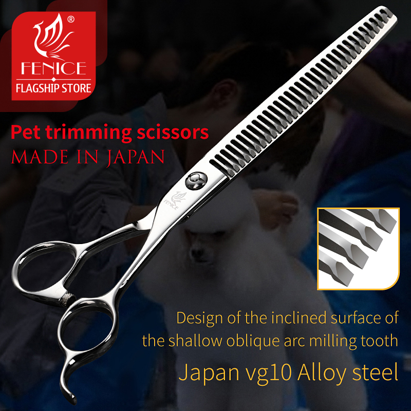 Fenice High-end 7.0 inch JP VG10 Steel Professional Pet Trimming Grooming Scissors Dog Thinning Scissors Shears Thinning 20-25%