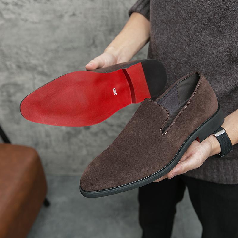 Dress Shoes Spring Italian Designer Brand Suede Leather Business Office Mens Brown Nightclub Party Loafers Footwear For men size 38-46 Red Shoes