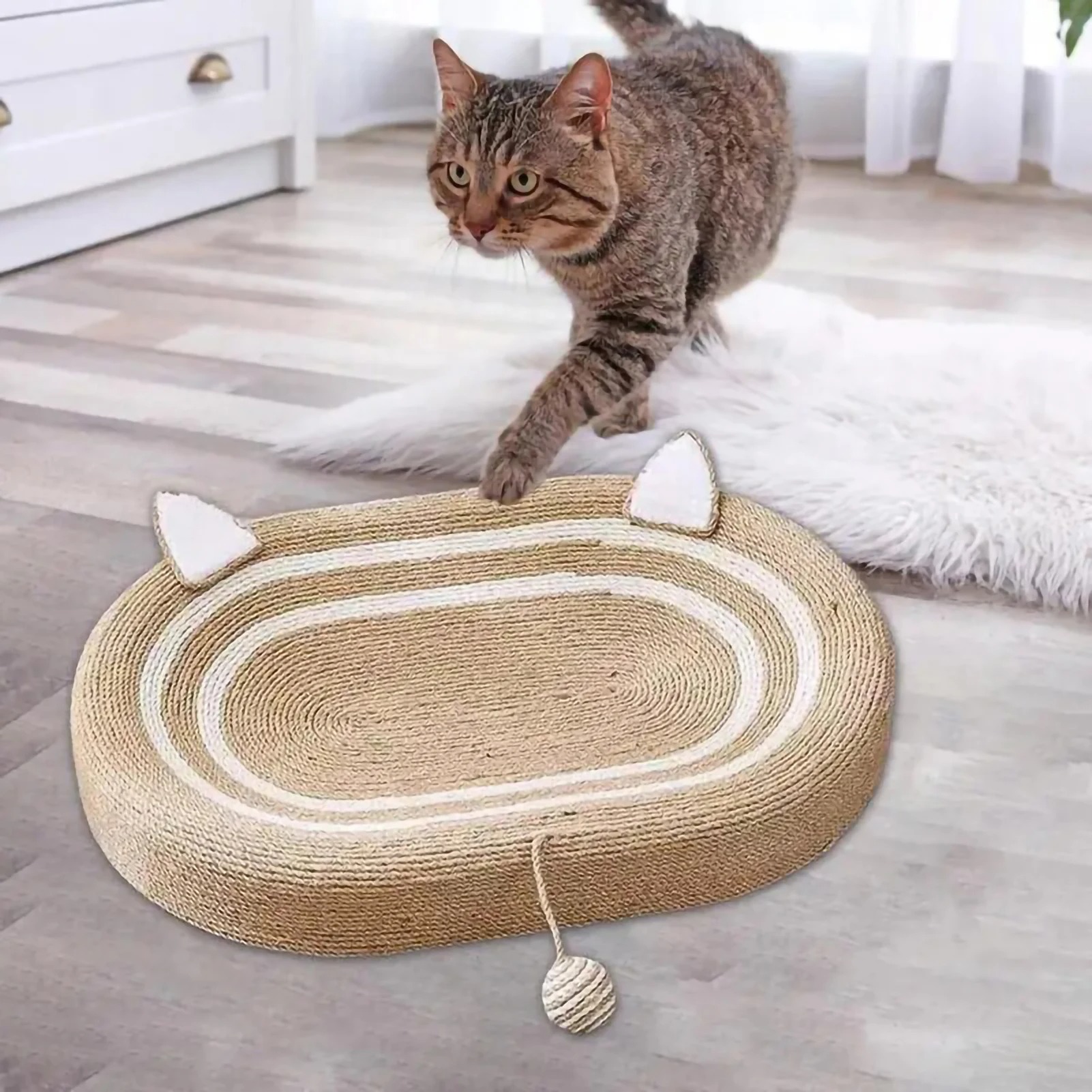 Handmade Sisal Basin Cat Scratching Board Runway Cat Toys Cats Don't Drop Scum Comfortable Cat Litter Pet Mats