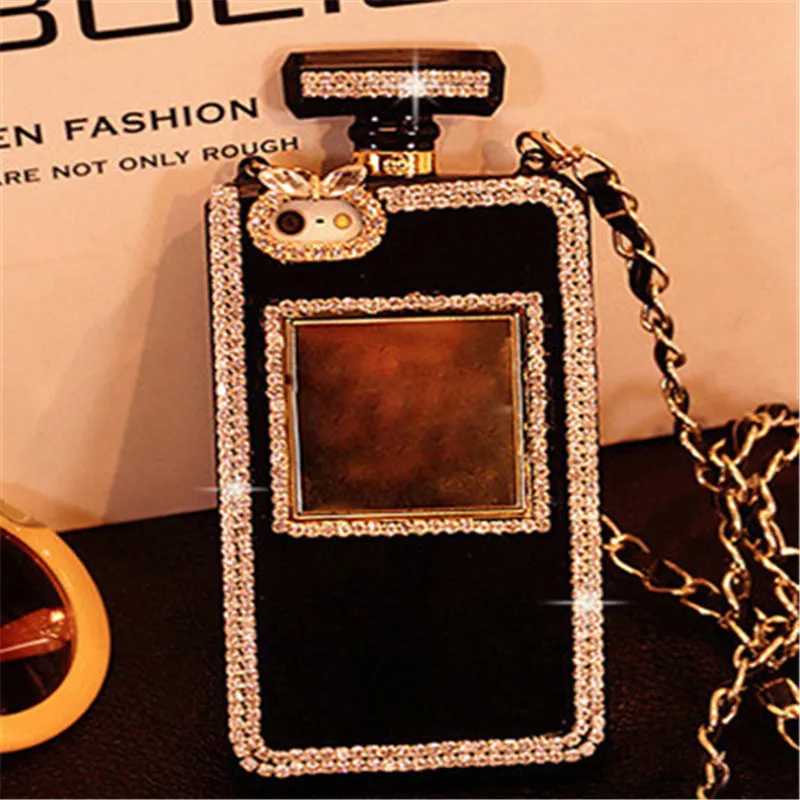 Diamond Crystal Cute Pearl Perfume Bottle Shaped Chain Handbag Case Cover for iPhone14 11 12 13 pro max XS MAX XR 6 7 8PLUS Case