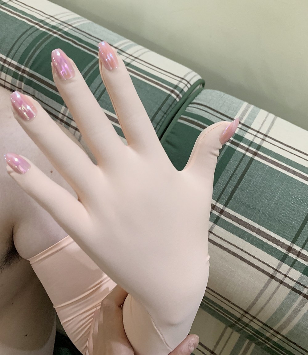 Customzie 2025 new Pink Flesh Spandex Zentai Nail Gloves Men's Cosplay Kigurumi Long Gloves With Nails Service Crossdress