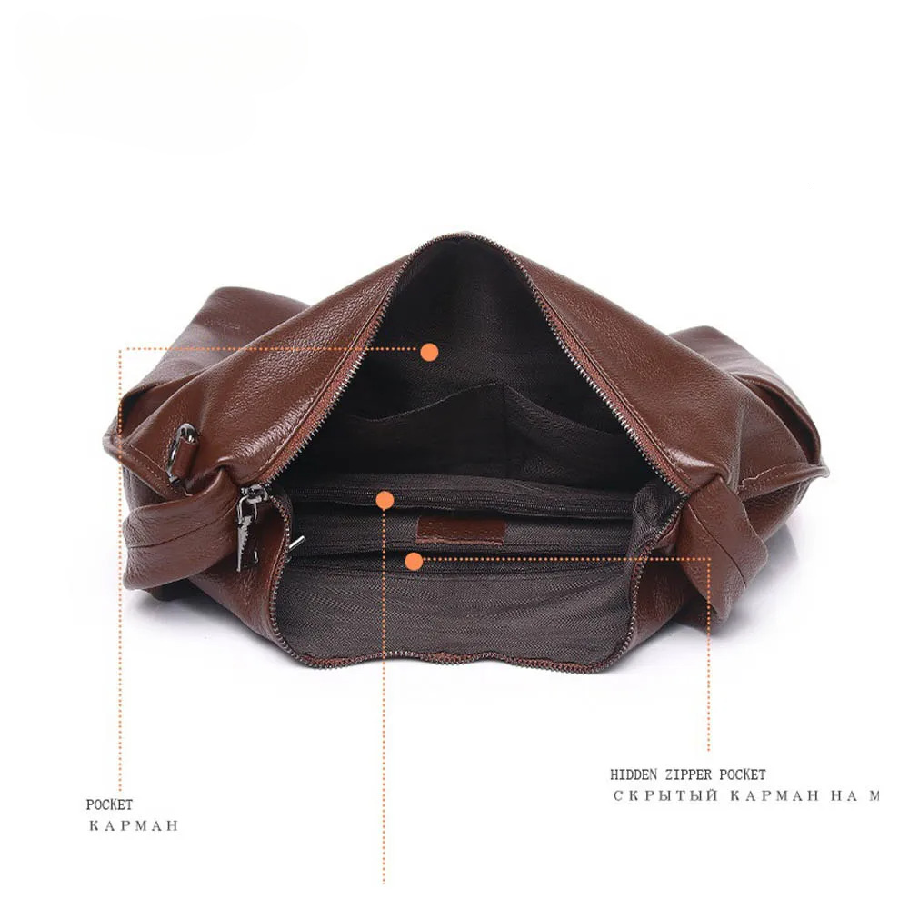 Minimalist Retro Women Handbag Real Cowhide Leather Casual Tote Vintage Lady Shoulder Purses Black Bag New Genuine Leather Zipper Vintage Style BagVoy