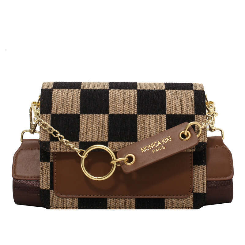 2024 autumn new crossbody high-end feel bag, women's texture, fashionable checkerboard pattern, niche small square bag