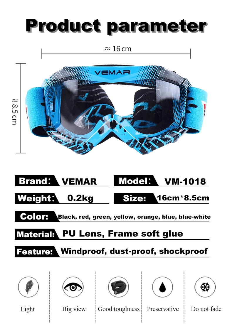 Brand VEMAR Children Dirt Bike Glasses gafas Motocross Helmet Goggles oculos Motorcycle lunette moto enfant Kids/Child Goggles