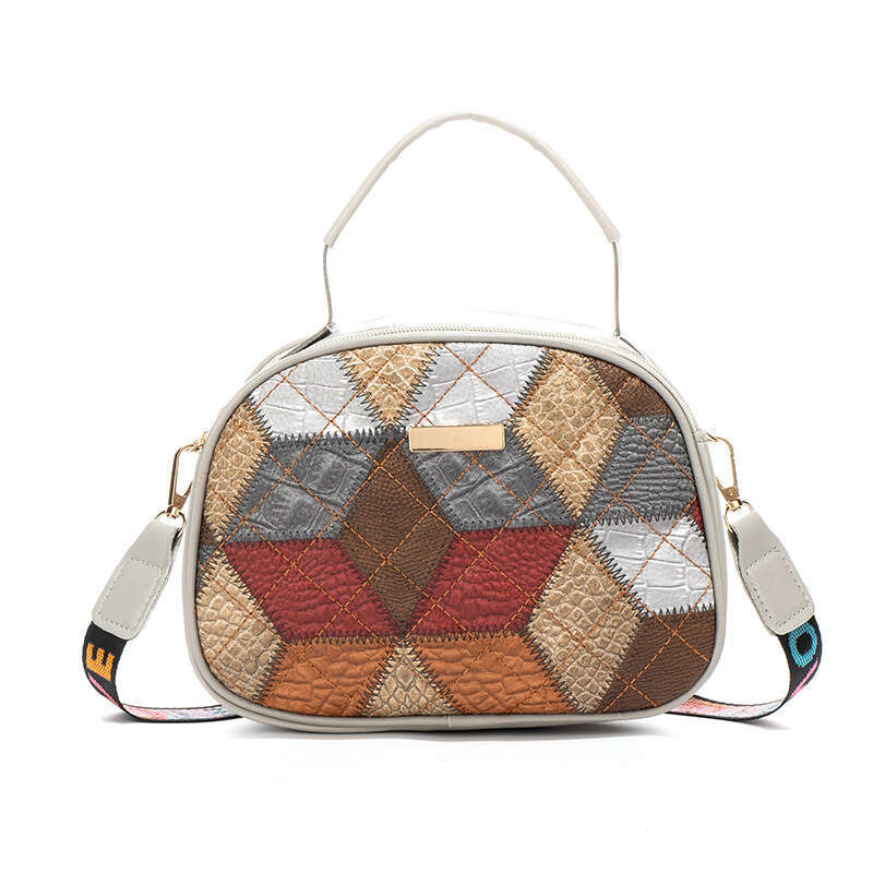2024 new color blocked ethnic style single shoulder crossbody bag women, fashionable handbag for women