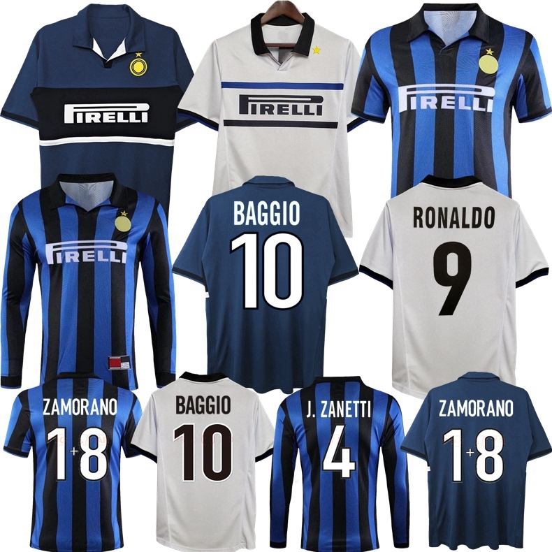 1998 1999 Baggio inter retro soccer jerseys Ronaldo Recoba classic shirt Zamorano Zanetti Simeone Sousa Kanu Bergomi Pilro vantage jersey