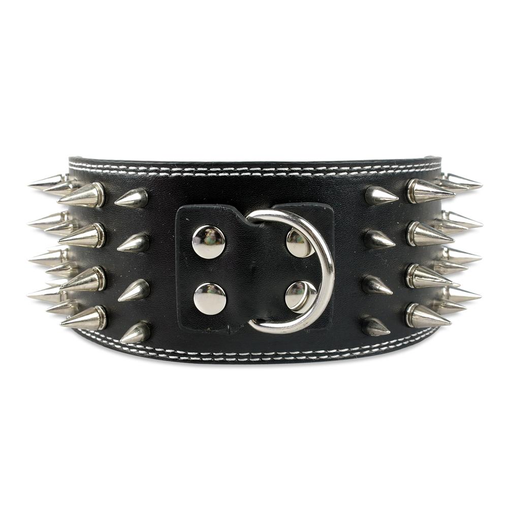 Dog Collars Neck circumference 50-55cm 3 inch Wide Spikes Studded Leather Pet Dog Collar for Large Breeds Pitbull Doberman H250219