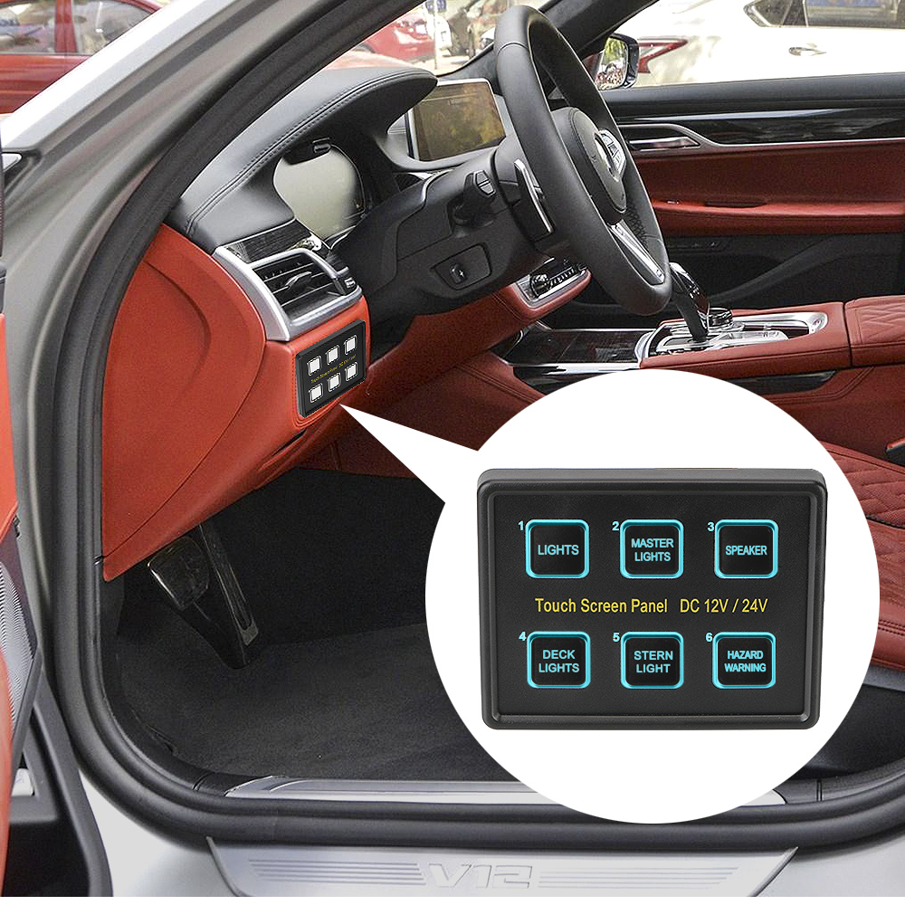 24V 12V Switch Panel 6 Buttons LED Touch Screen Car Light Toggle Relays System Caravan Accessories for Boat Marine Truck Trailer