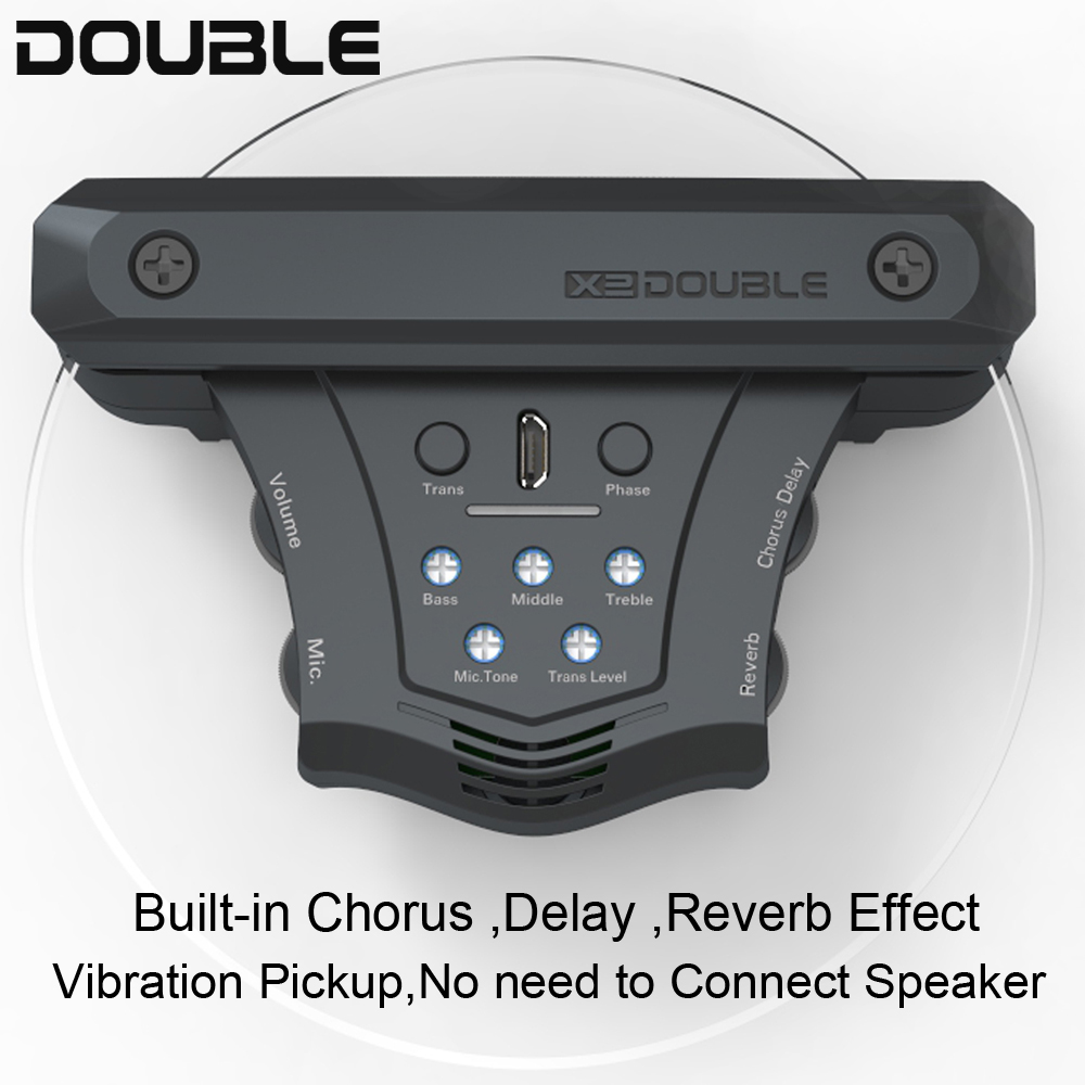 DOUBLE G0 Acoustic Guitar Pickup Chorus Delay Reverb Effects Piezo Soundhole Frequency Mic Magnetic Resonance Pickup