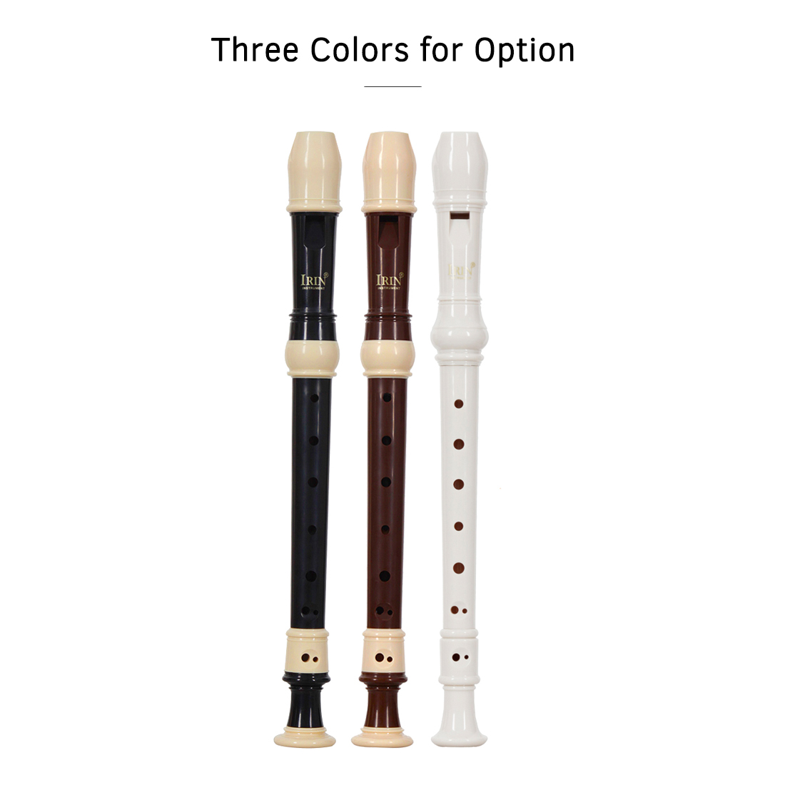 IRIN 8 Hole Baroque Style Flute ABS Descant Recorder Woodwind Instrument Detachable with Finger Rest and Carrying Bag