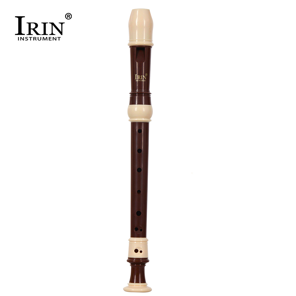 IRIN 8 Hole Baroque Style Flute ABS Descant Recorder Woodwind Instrument Detachable with Finger Rest and Carrying Bag