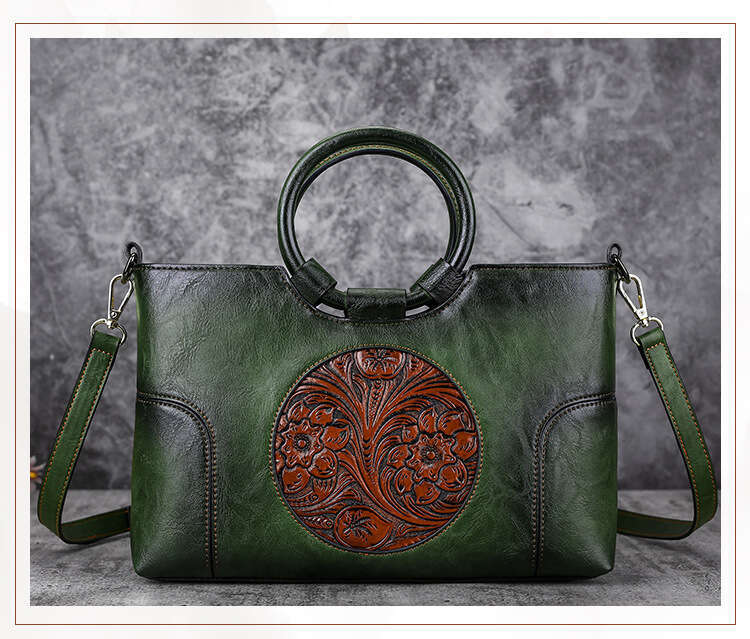 2024 Summer New Luggage Leather Flower Small Square PU Pattern Women's Shoulder Bag