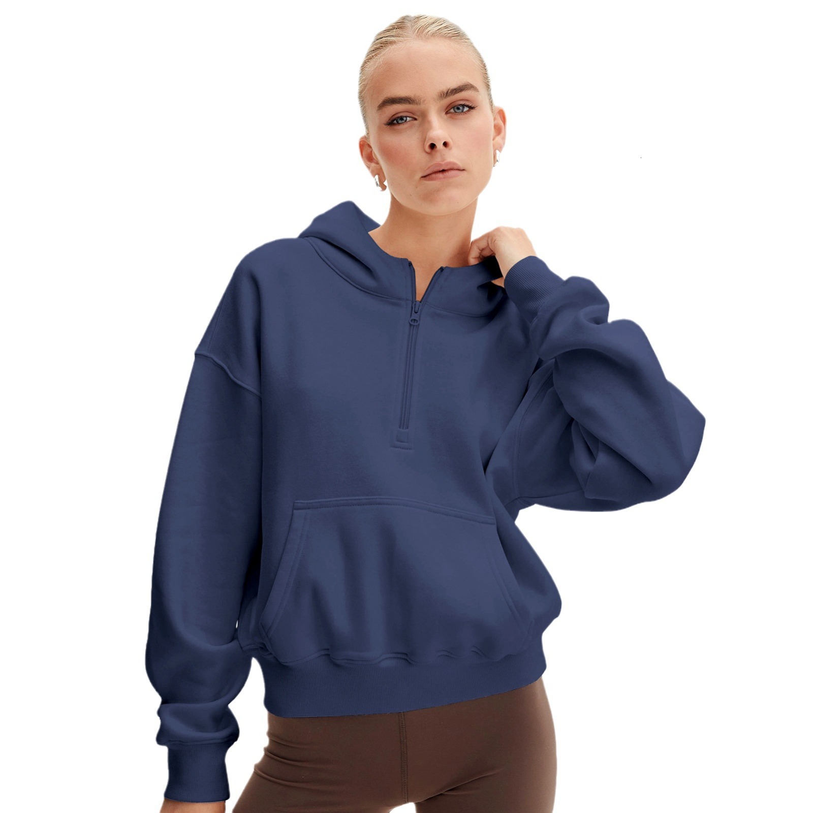 Designer Personalized Trendy Brand Half Zipper Fashionable Loose Hoodie Long Sleeve Top