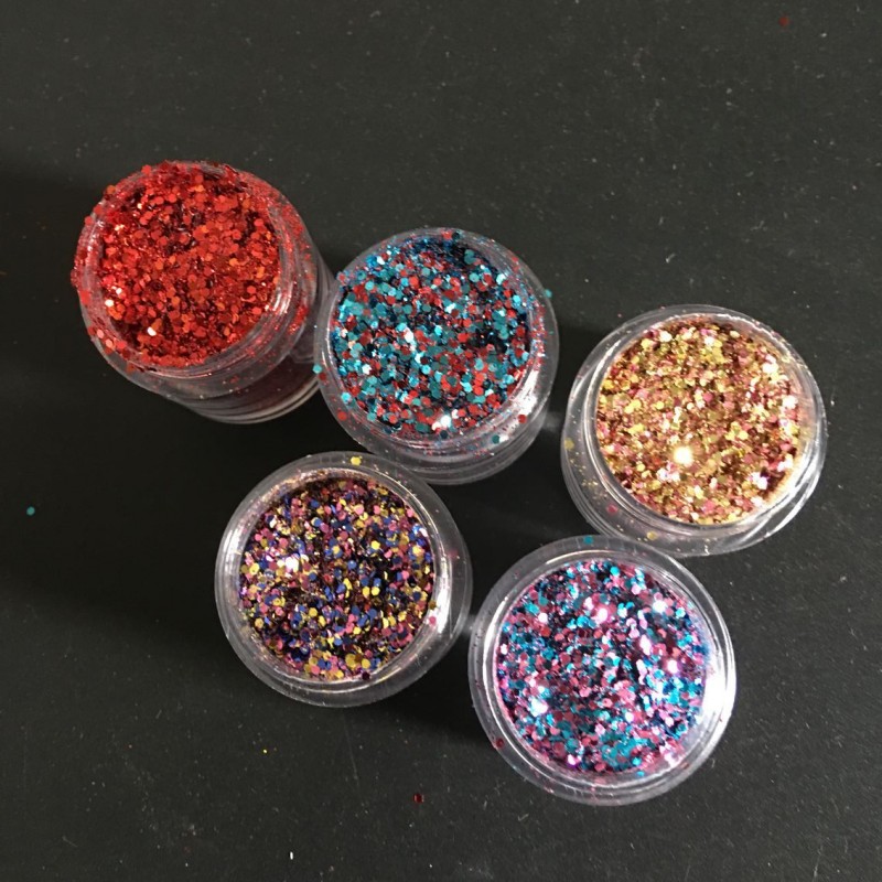 cd Chunky Box Mix ML Glitter Sequins Face Body Nails Hair Gems Beauty Makeup Powder for Festival Party MA