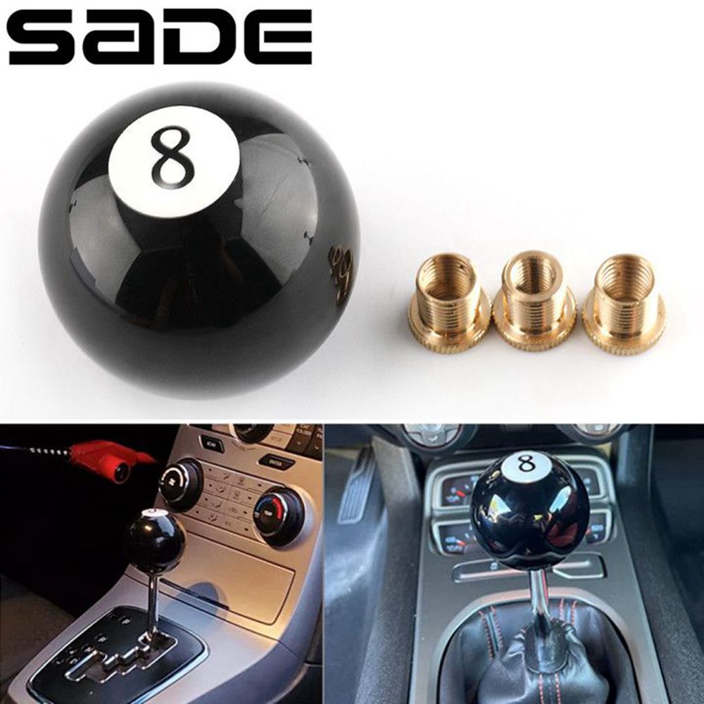 new Universal Round Shifter Knob Black 8 Ball Racing Acrylic Speed Gear Shifter with 3 Adapters Fit for 2025 Manual Vehicles