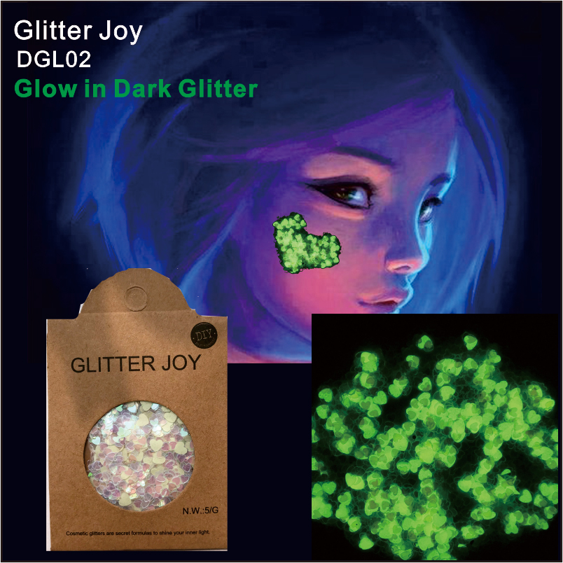 fada In Dark Glitters With Grow Heart And Star Shape Luminous Face Body Cosmetic PET Sequins For Party Carnival Make Up Decor