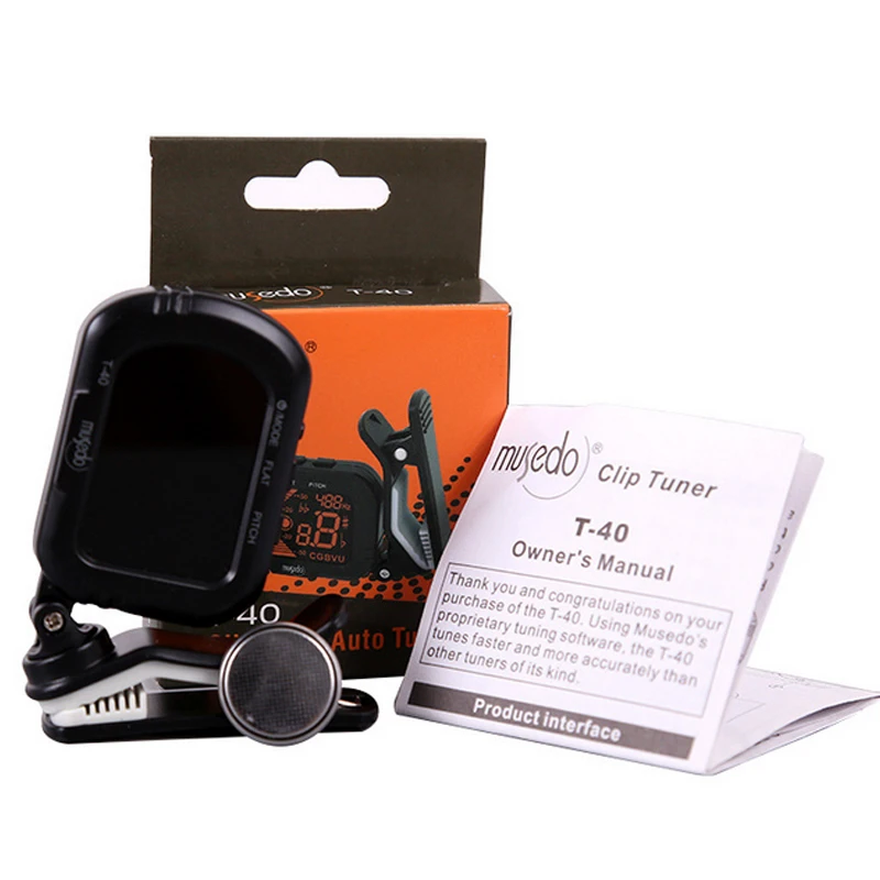 Musedo T-40 Lcd Clip-On Digital Guitar Tuner Guitar/Bass/Violin/Ukulele Tuners Black
