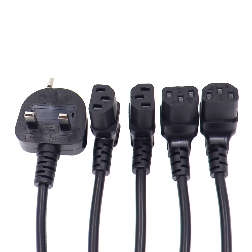 UK BS1363 3 pin Plug to C13 Female PDU Angle Power Cables,IEC C13 angle adapter,Power cord angle adapter