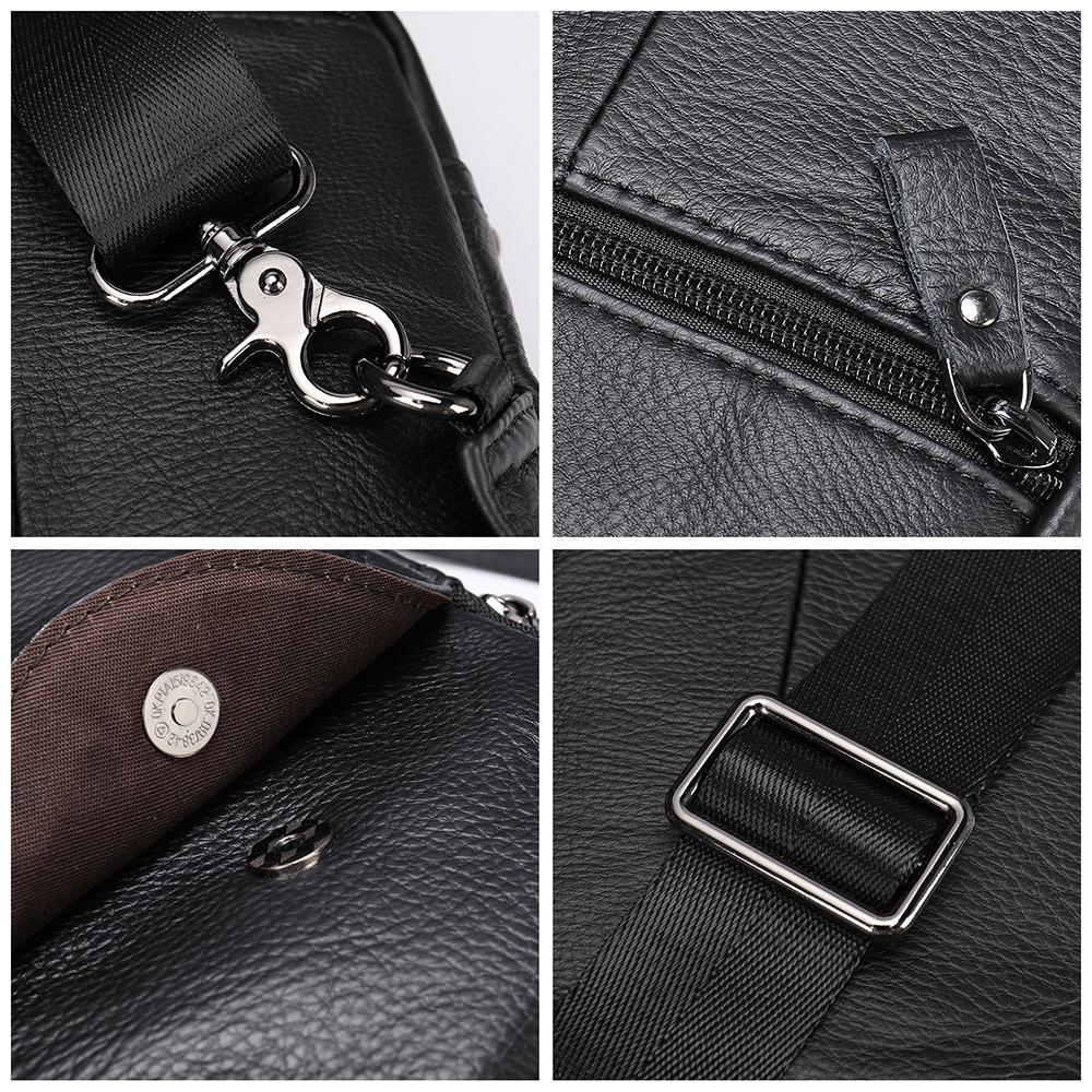 WESTAL Men's Chest Genuine Leather Shoulder Messenger Bag Men Sling Bags Travel Day Black Designer Crossbody Pack 9000