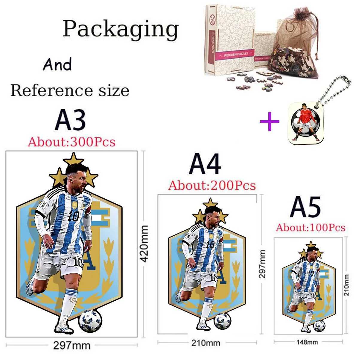 Star Wooden Football Puzzle Fun Sports Player Character Wooden Puzzle Adult Children Christmas Gift Education Game W241104359 4