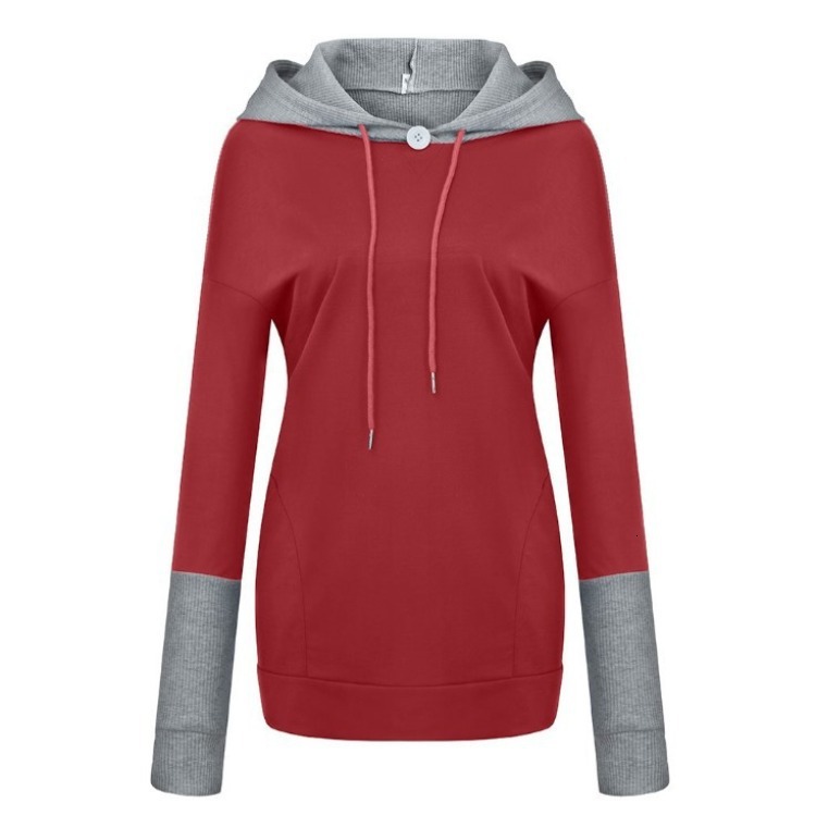 Designer's autumn winter new casual versatile two-color splicing pullover, fashionable and personalized hoodie for women