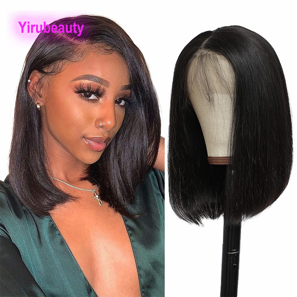 Indian Human Hair HD 5X5 Closure Wig 13X4 Lace Front Bob Wigs 150% 180% 210% Density Natural Color Silky Straight 10-16Inch