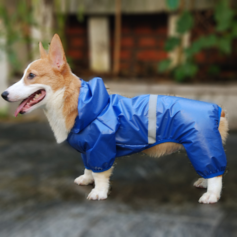Waterproof Raincoat Jumpsuit Reflective Rain Coat Sunscreen Outdoor Clothes Jacket for Small Dog Pet Supplies