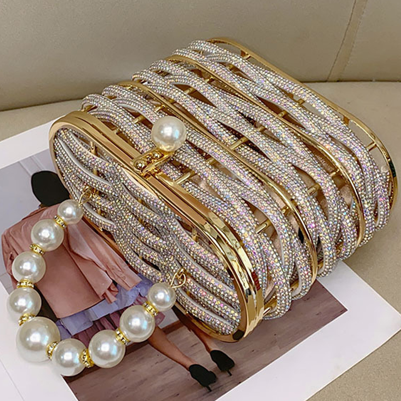 Womens Vintage Beaded Rhinestone Embroidery Clutch Sequin Crossbody Bag Evening Handbag for Bridal Wedding Party Prom designer bag fashion bucket bag