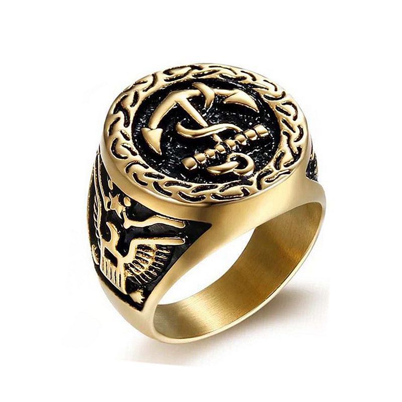Solid Stainless Steel Casting Ring 18k Real Gold Plated Men Finger Rings Jewelry