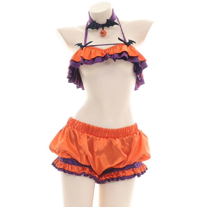 AniLV Halloween Lingerie Party Series Costume Carnival Pumpkin Bat Devil Three-point Bikini Bodysuit Pajamas Uniform Cosplay