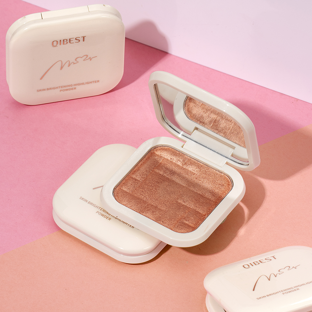 QIBEST 4 2025 Colors Highlighter Powder Palette Makeup Glow Face Contour Shimmer Illuminator new Facial Bronzers Highlight Cosmetics 13g