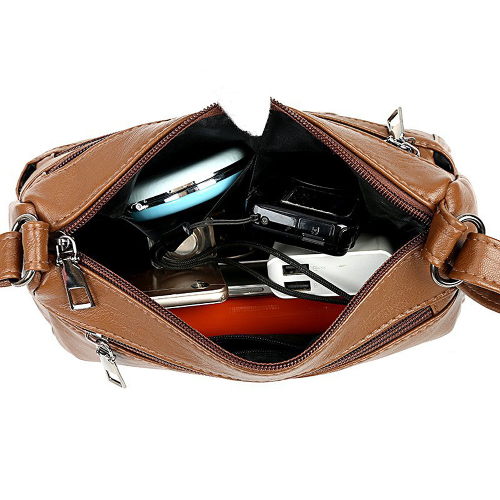New Casual Female Bag Soft PU Leather Shoulder Bag High-quality Multi-pocket Shopping Bag Elegant Leisure Ladies Crossbody Bag