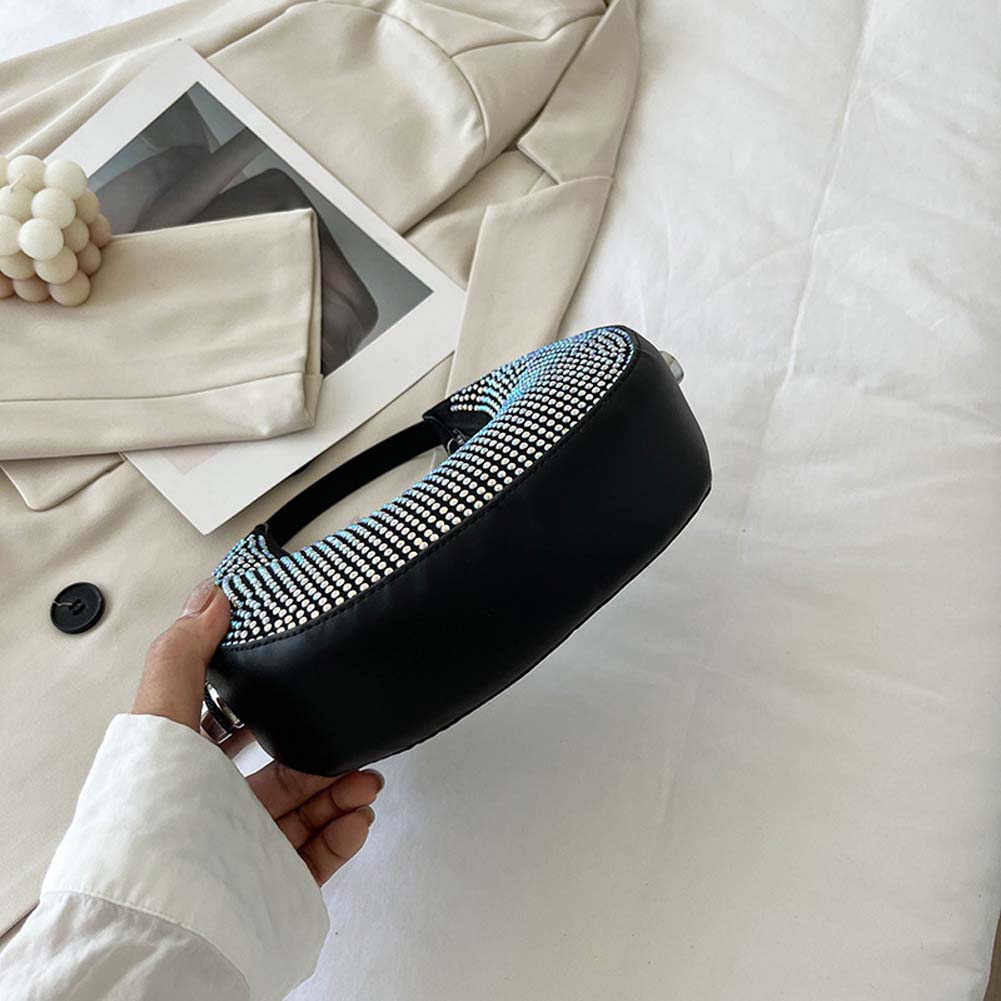 Shiny Rhie Crescent Shoulder Bag Women - Glitter Bg Underarm Purse for Wedding 4 453de