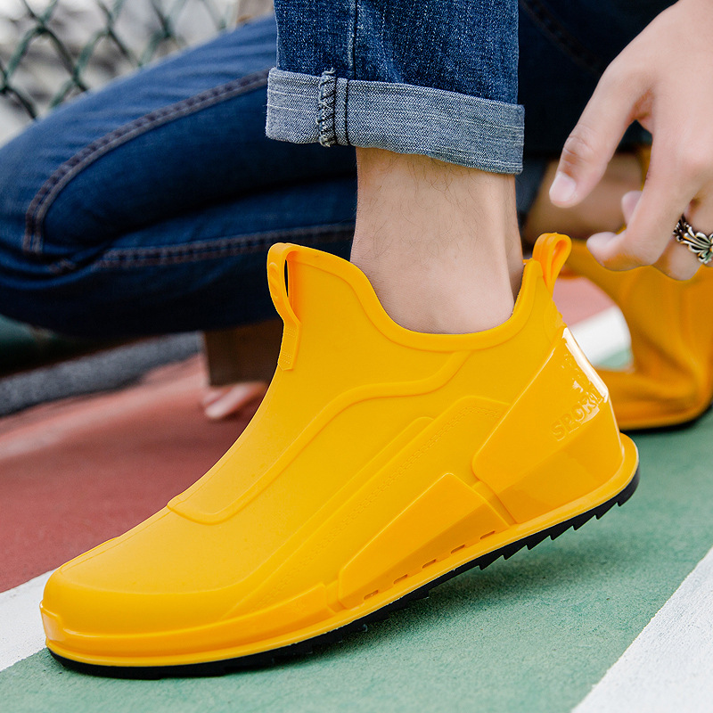 Men's New Tide Short Rain Boots Non-slip Kitchen Takeaway Water Thick-soled Overshoes Fishing Rubber Shoes 1bd1