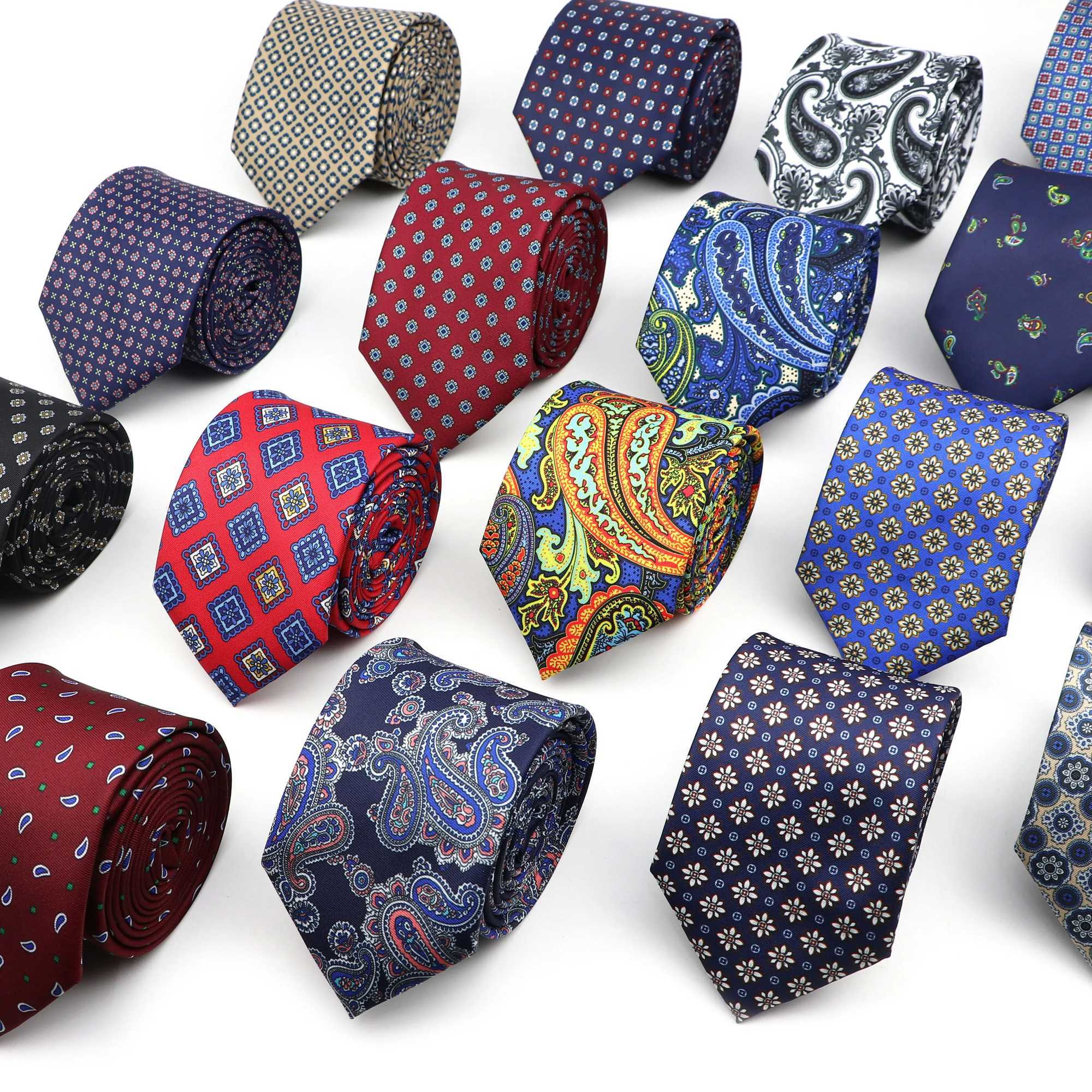 Super Soft Imitation Silk Polyester Necktie For Men Busin Meeting Gravatas Mens Formal 7cm Slim Fashion Paisley Printing TieX241109