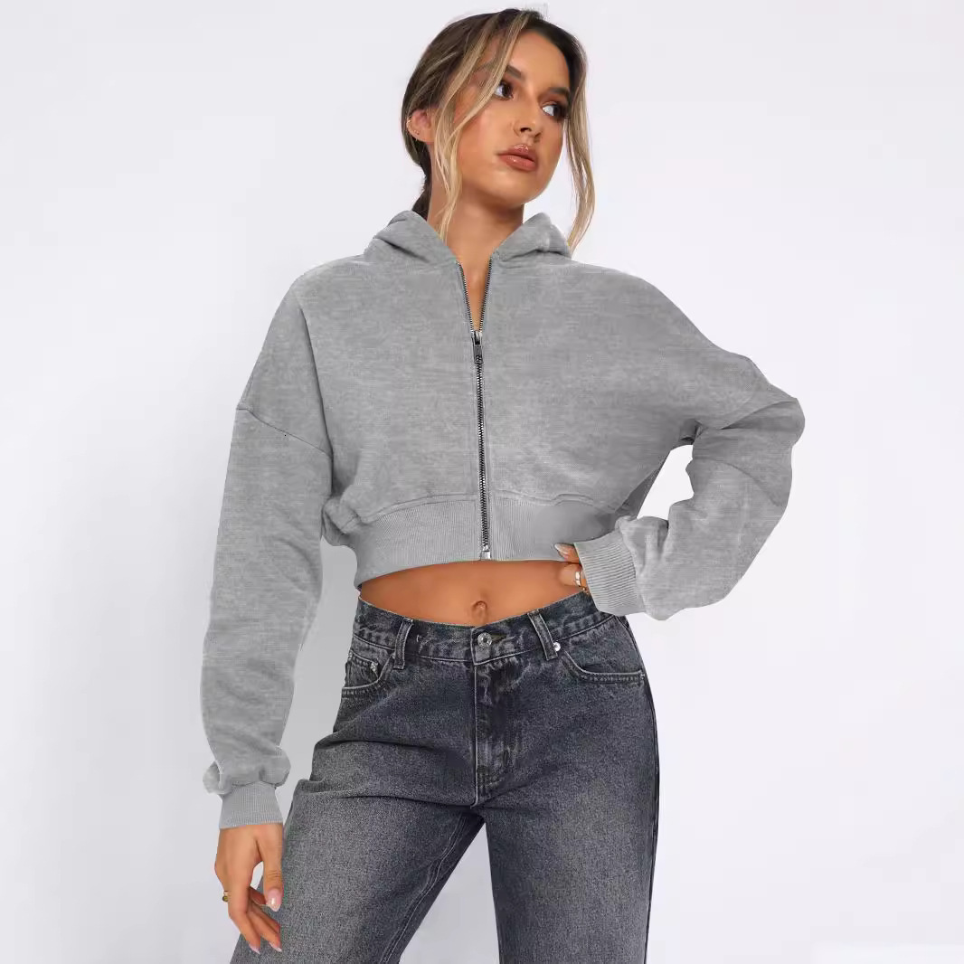 Designer hot selling women's clothing short style fashion street trend long sleeved autumn and winter loose hooded sweatshirt