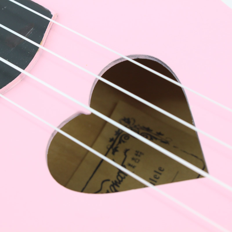 Hot Sale 21 inch Pink Ukelele Ukulele 4 Strings Hawaii Mini Guitar Heart-shaped Tone Hole Basswood Wood Uke