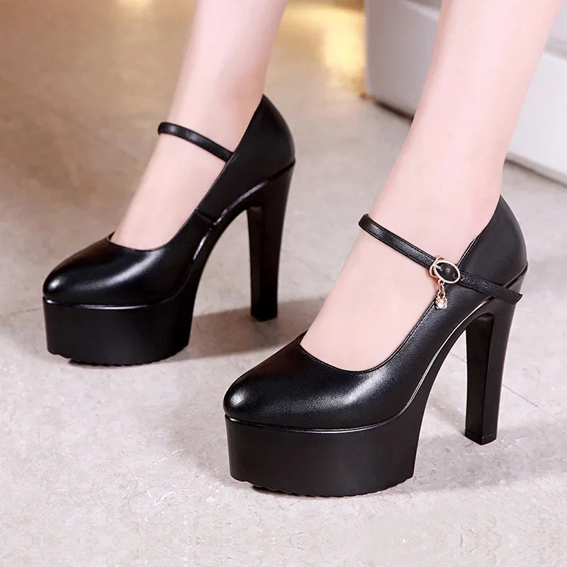 Small Size 32-43 Elegant Shallow Red White Wedding Shoes Platform Pumps Women Block High Herels Shoes for Model Party 241108