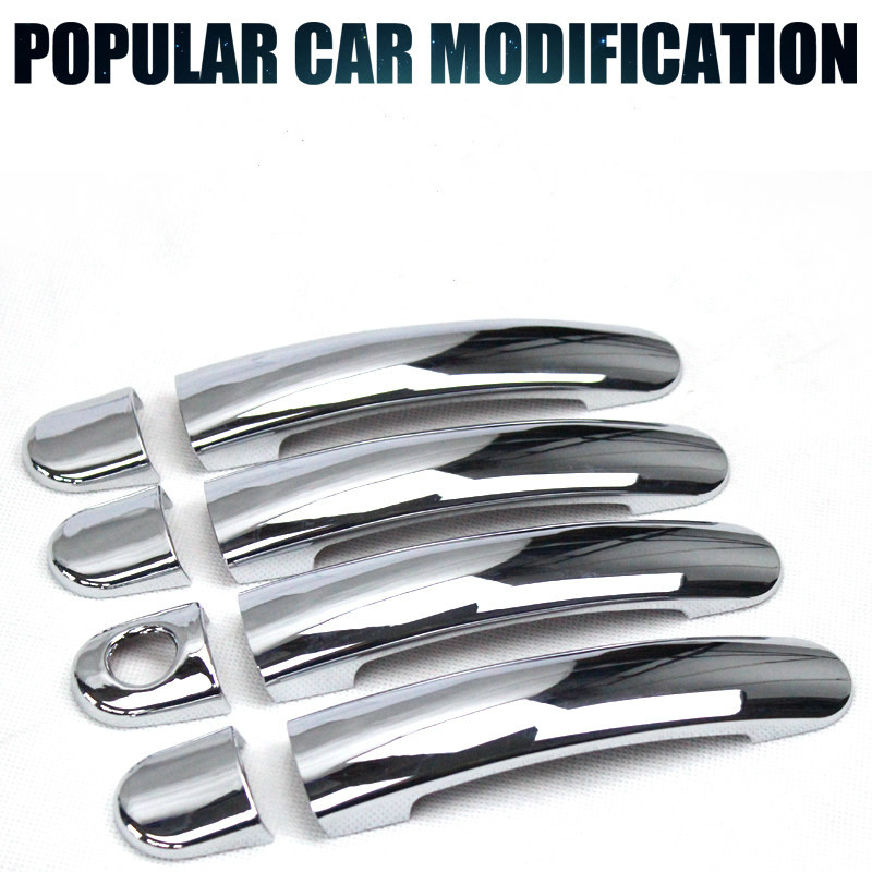 FUNDUOO For Skoda Fabia / Octavia 2008 2009 2010 2011 2012 2013 New ABS Chrome Car Door Handle Cover Cup Bowl Trim Sticker