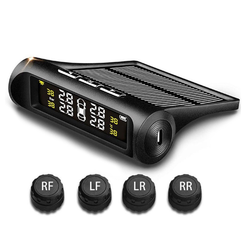 1Pc Car Tire 2025 Pressure Monitoring System Solar Device new Sensor Security Alarm Systems Digital Display Temperature Warning TPMS