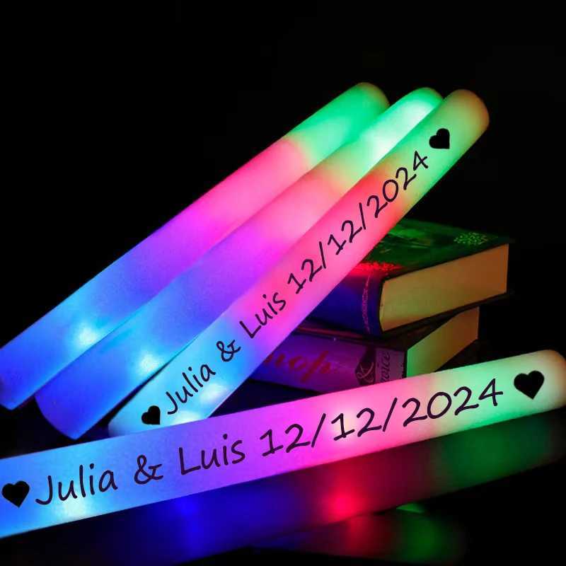 Led Rave Toy 12/15/30/60Pcs LED Glow Sticks Bulk Colorful RGB Glow Foam Stick Cheer Tube Dark Light for Xmas Birthday Wedding Party Supplies 240410