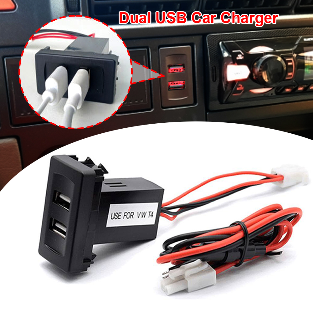 Dual Charger 12V~24V to 5V/2.1A 2-Port USB Vehicle Car Power Inverter Converter For VW for T4 Models