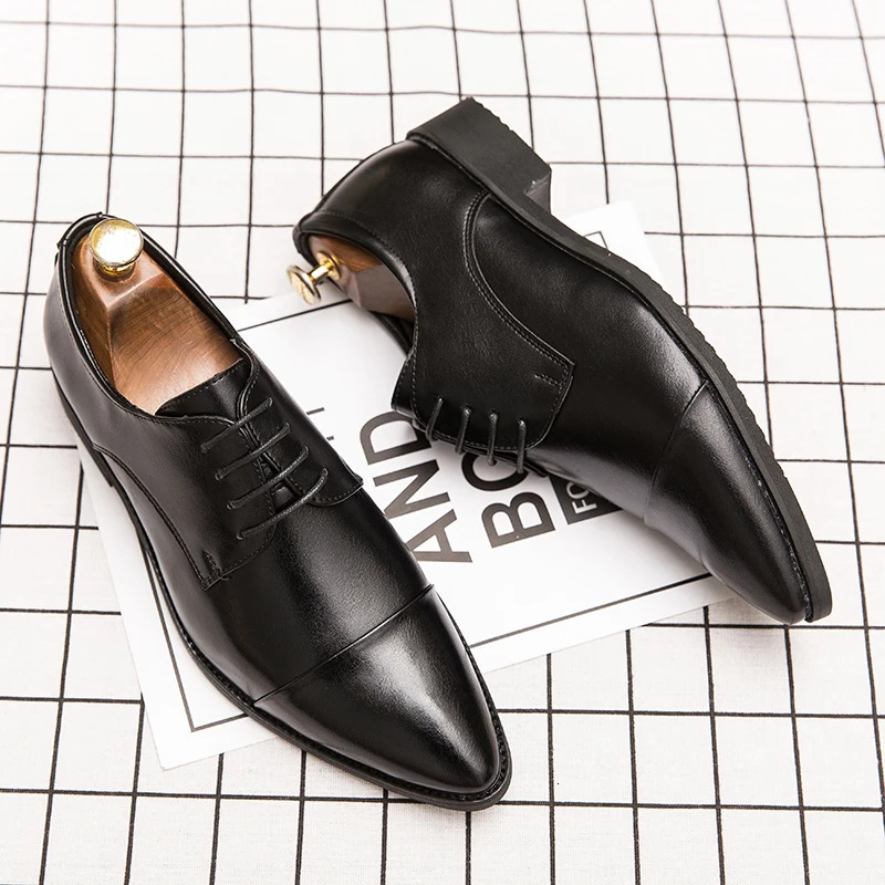 Men Dress Pointed Derby Shoes Business Social Suits Quality Handmade Fashion Wedding Shoes for Man Formal Shoes 241108