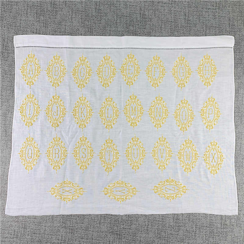 Set of 12 Excellent Monogrammed Dinner Napkins White Hemstitched Linen Table Napkins 20x20" Ladder Embroidery Initial Tea Napkin