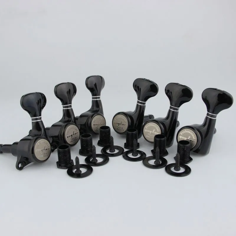 GUYKER Guitar Machine Heads Locking String Tuning Key Pegs Tuners for Electric Guitars Black