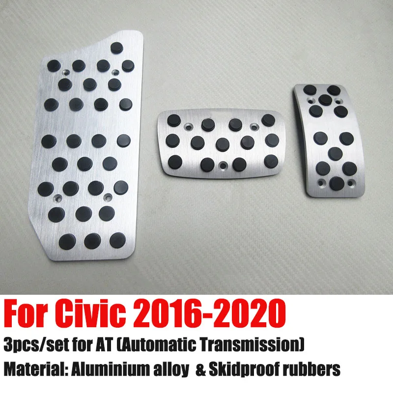 For Honda Civic 2005-2020 LHD Aluminum Pads Pedal Set Gas Accelerator Brake Footrest AT / MT Car Accessories Need drilling